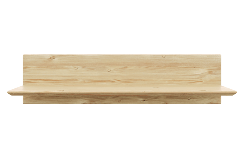 Front view of a simple, light-coloured Air wall shelf from the Rohe collection, made of raw, solid pine wood, shown against a white background.