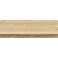 Frontalansicht eines schlichten, hellen Air Wandregals aus der Rohe Kollektion, gefertigt aus rohem Massivkiefernholz, vor weißem Hintergrund dargestellt.