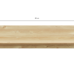 Frontalansicht des 80 cm Rohe Air Regals, mit den wichtigsten Abmessungen: 80 cm Breite, 20 cm Höhe und 16 cm Tiefe.