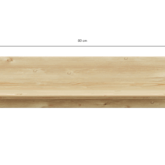 Frontal view of the 80 cm Rohe Air shelf, displaying main measurements: 80 cm width, 20 cm height, and 16 cm depth.